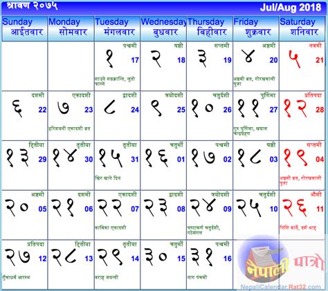 Nepali Calendar 2059